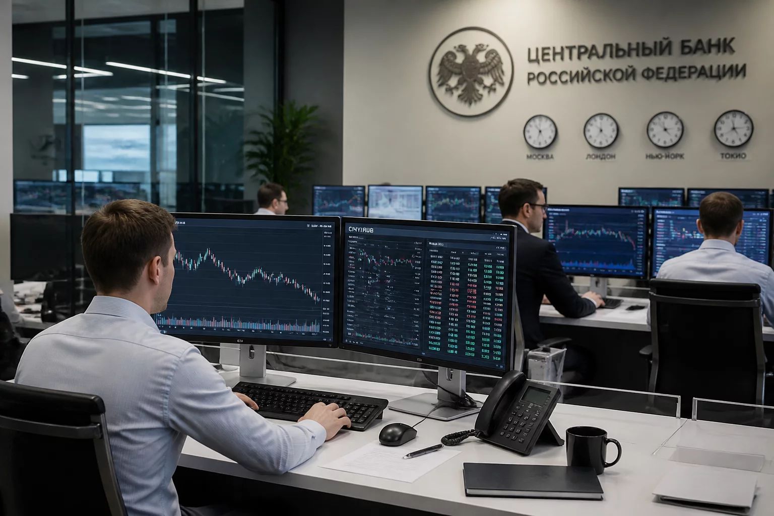 Команда сервиса за работой в офисе